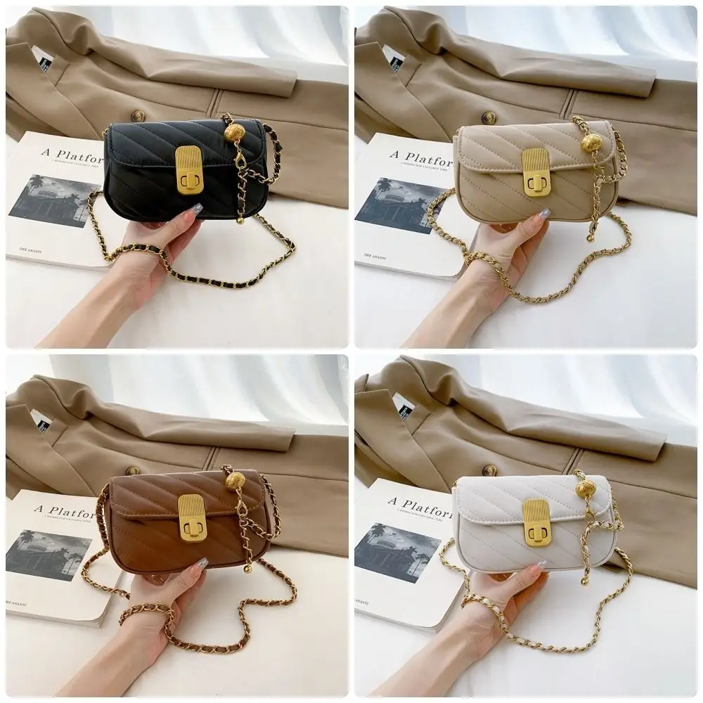 1Pcs Trendy Crossbody Bag Square Shoulder Bag Hardware Lock Convertible Leather Crossbody Handbag Daily Collocation