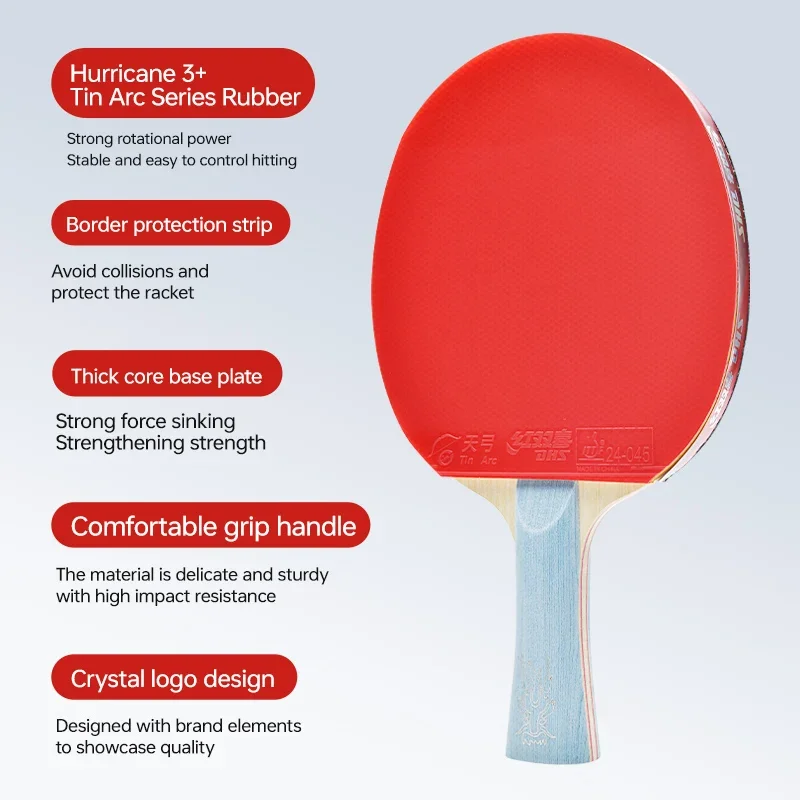 Professional Advanced Crazy King Floor Horizontal Table Tennis Racket Red Double Happiness Single & Double Racket for Players