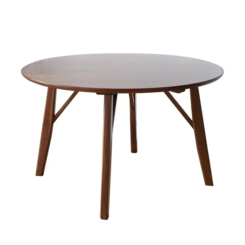 

North America Black Walnut Wood Table Solid Wood round Table round with Turntable Household for 8 People