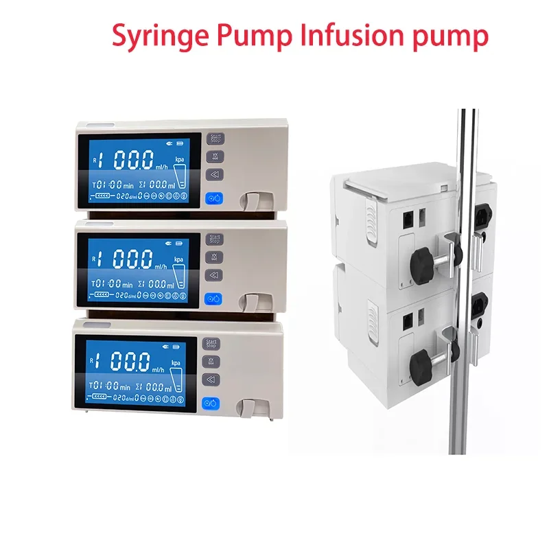 4.3 inch Touch Screen Stackable Type Human or Veterinary Use Syringe Pump Infusion pump LCD real-time Alarm Transfusion