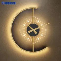 Applique murale LED moderne avec horloge, éclairage d'intérieur, idéal pour une chambre à coucher, un couloir, un hôtel, un salon, un Foyer, une cuisine ou une véranda