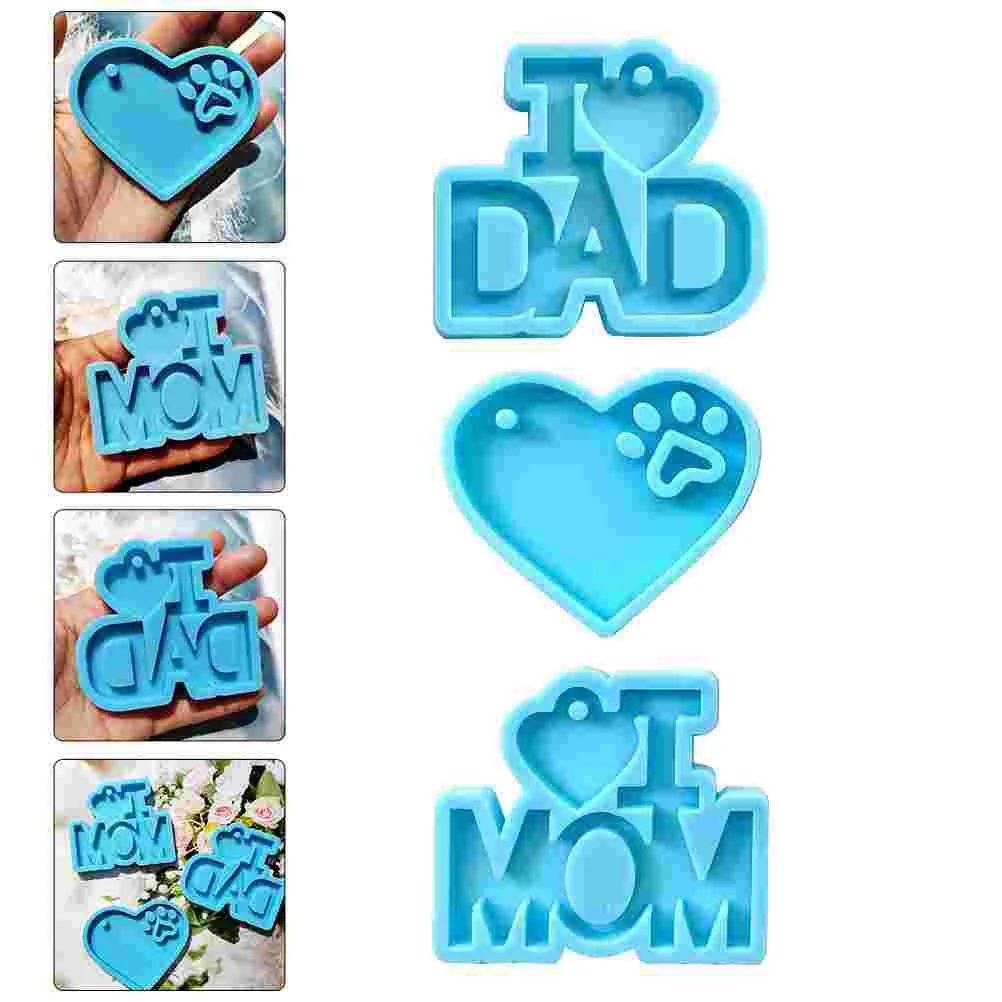 3 Pcs Silicone Mold Keyring Charm Making Molds Rings Handmade Pendant Keychain DIY Biscuit