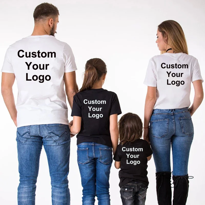 

1pc Fashion Daddy Mama Custom Your Logo Print Family Matching Outfits Mother Father Baby Matching T-shirt Short Sleeve Family Cl