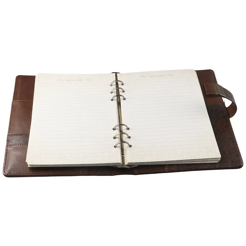 Journal with Lock, Brown Large Refillable Lock Diary 6 Ring Binder Notebook with Lock for Women,200 Pages