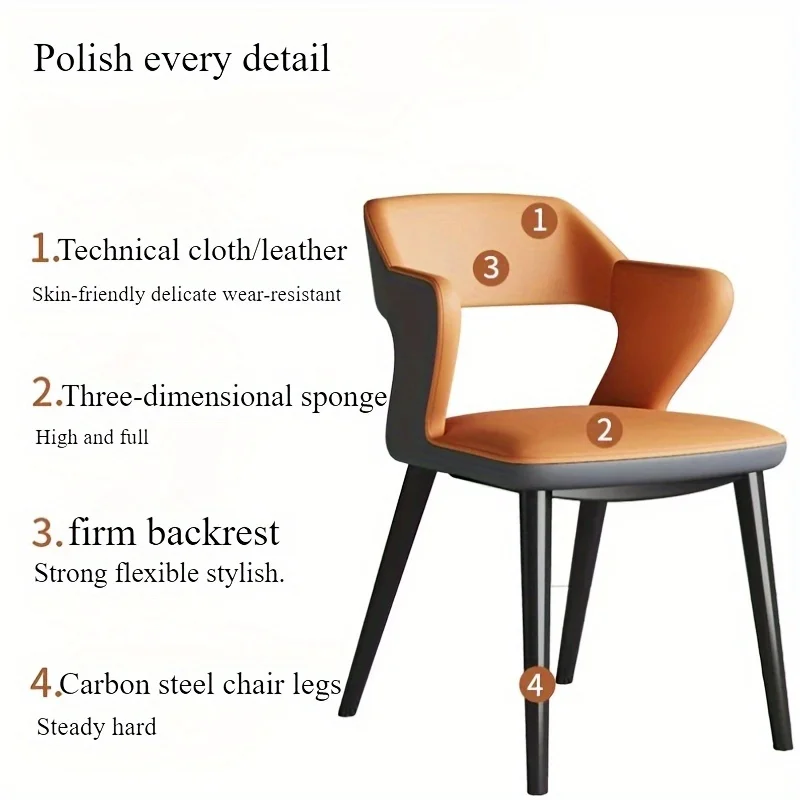 French Style 1Pc Leather Dining Chair with Backrest, Hollow Design, Suitable for Clubhouse Hotel Western Restaurant Cafe image 5