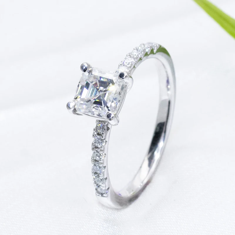 Maudie All Real Moissanite Diamond Ring 1.18ct Super Luxury 100% S925 Thick Sterling Elegant Asscher Cut Exquisite Craftsmanship