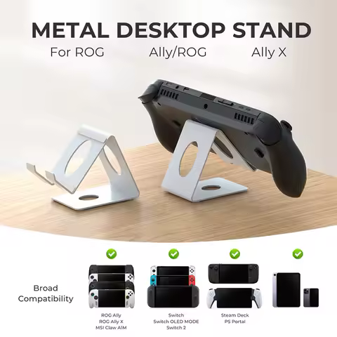 For Switch 2/Steam Deck Portable Metal Console Stand Base For ROG Xbox Ally/X Stand Holder with Anti-Slip Silicone Pad New