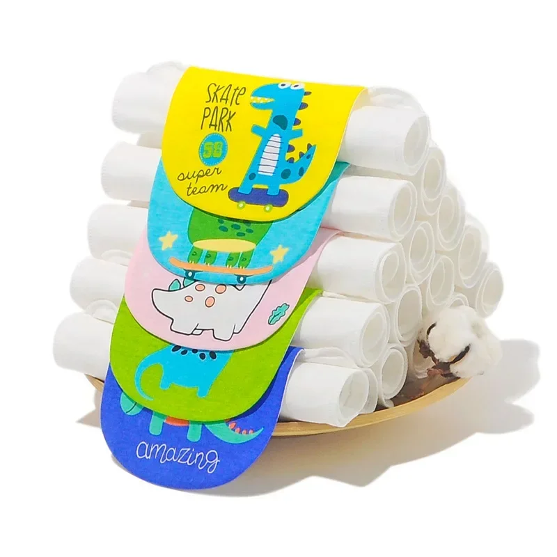 5 قطع من منشفة العرق القطنية الماصة للأطفال، شاش قطني بمسند الظهر، قابل للتنفس، غير مميزة، منتجات أطفال بنمط كرتوني لطيف