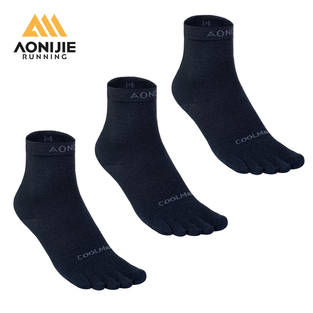 AONIJIE E4845 3 Pair/Set Running Toe Socks for Men and Women Lightweight Coolmax High Performance Five Finger Athletic Socks