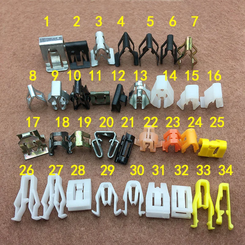 10pcs car center console, navigation trim frame, interior panel, ABC column wheel fender skirt, D iron plastic buckle No. 27-34