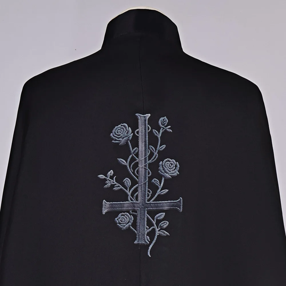 New Medieval Vampire Dark-style Floor-length Cloak Women Men Clothes Cosplay Costume Adult Stand Collar Black Red Cape Halloween - view 3
