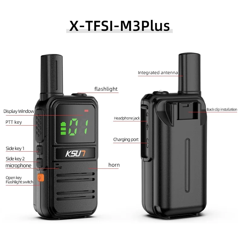 KSUT M3PLUS Mini Walkie Talkie PMR/FRS 2PCS Communication Radios Transceiver Wireless Device Portable Kids Two Way Radio Type-C