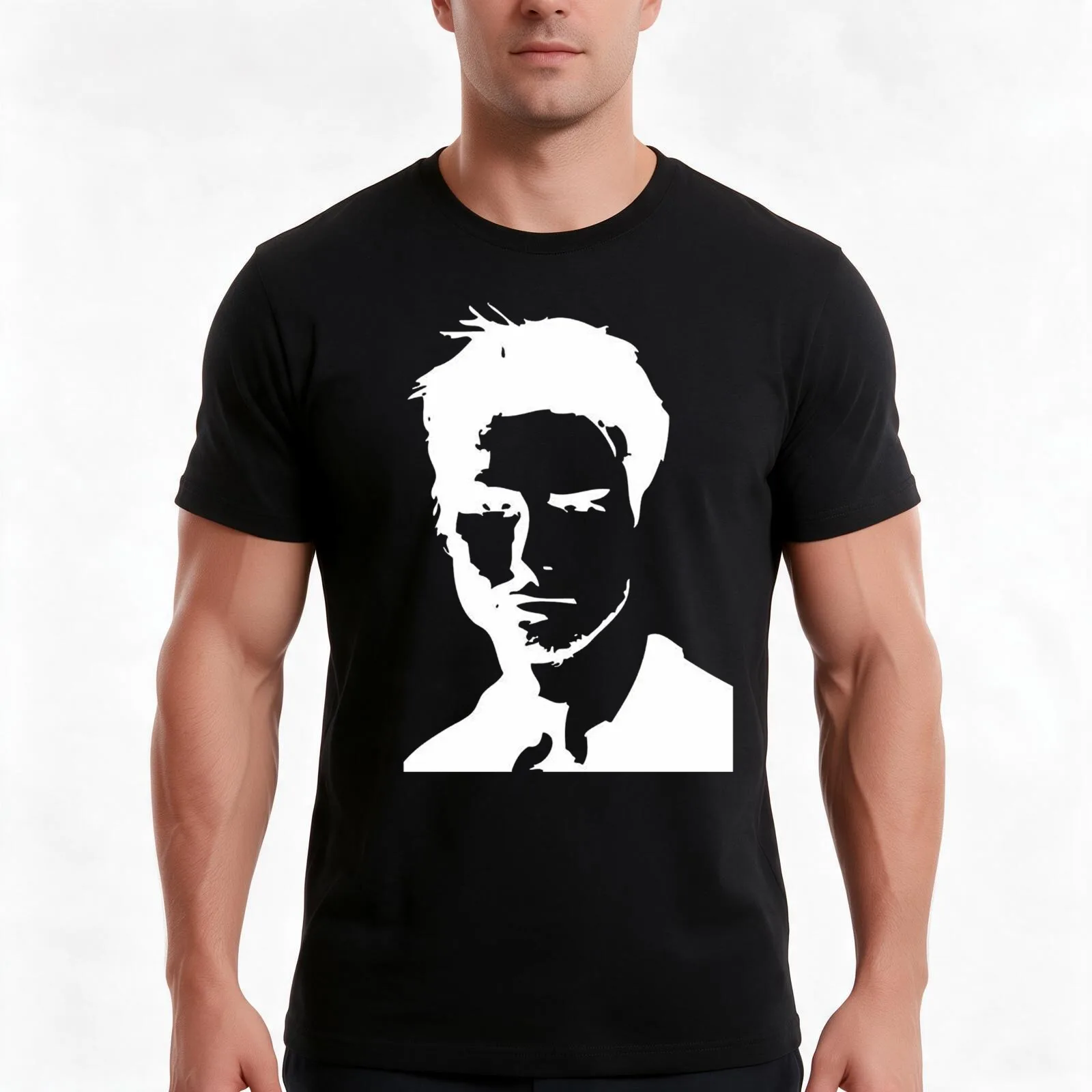 Tom Cruise (White) T-Shirt, Summer Casual Cotton Tee, Oversized Streetwear Tops, Vintage Graphic Print, Loose Fit Short Sleeve