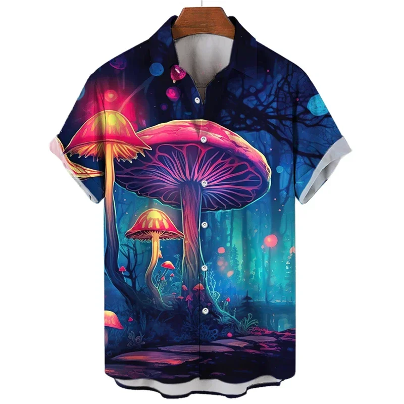 Mushroom Shirt For Men Fashion 3d Printed Short Sleeve Summer Casual Fashion Tops Tees Shirts Leisure Streetwear Comfortable Top