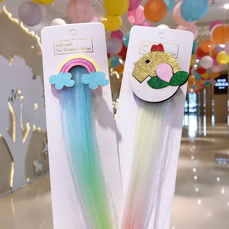 Pinzas para el pelo para niña, pasadores de animales de dibujos animados, unicornio, peluca colorida, accesorios para el cabello, horquilla trenzada