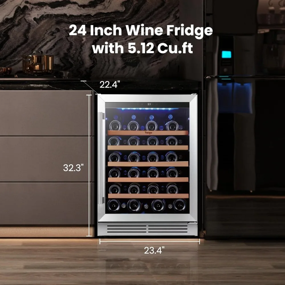 

"24"Wine Cooler - 47-Bottle Capacity (40-65°F), Glass Door Built-in/Freestanding"