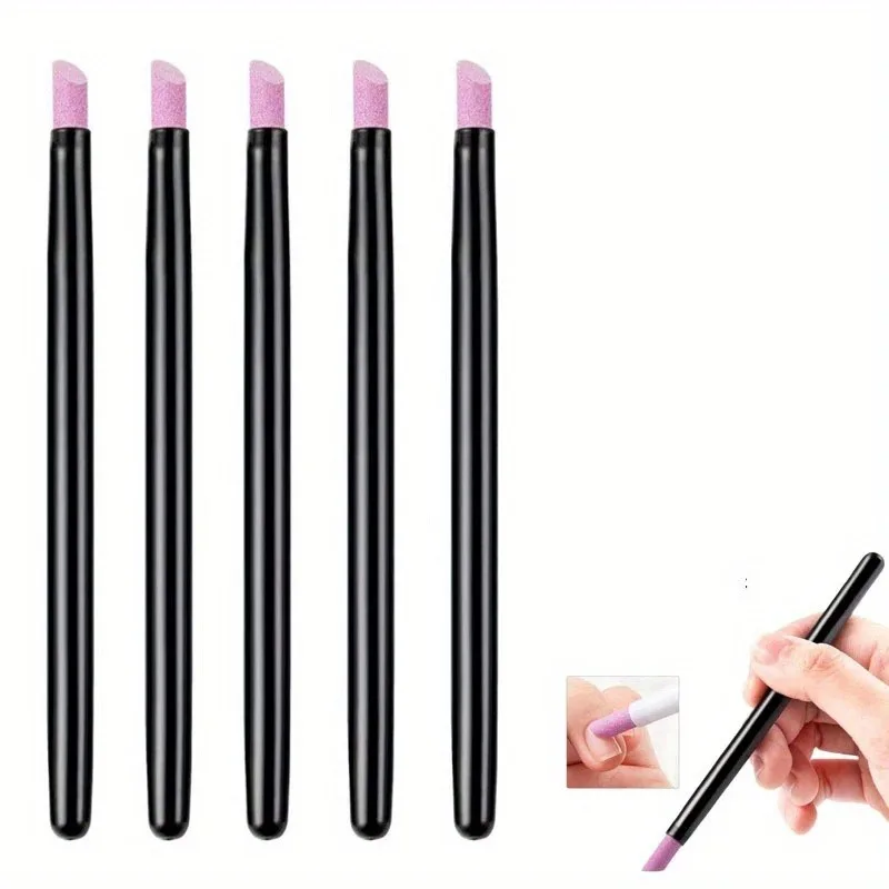 Quartz Nail File & Buffer Sticks – 1/5pcs Manicure Pen Tools for Cuticle & Dead Skin Removal, Unscented UV Gel Polish Nail