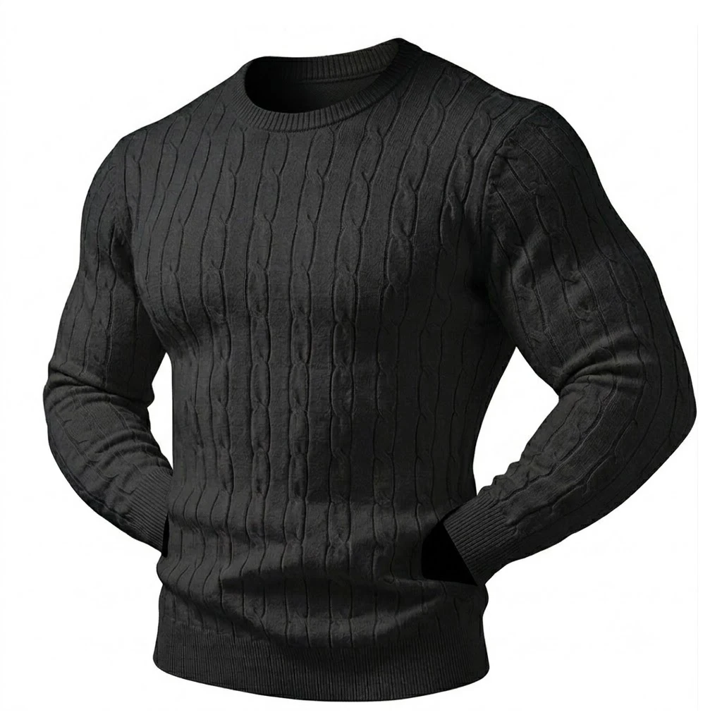 Neuer Herren-Strickpullover Einfarbiger Pullover Warme Lässige Herren-Winterbluse Herren-Winterpullover Outdoor-Rollkragenpullover – Detail 7