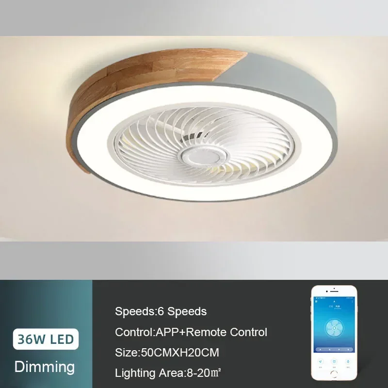 wushiyu Nordic smart Decken ventilatoren mit Licht für Wohnzimmer Esszimmer blätter reversible 6-Gang 52cm Ventilatoren Beleuchtung 36w niedrige Boden ventilatoren Lampe 5
