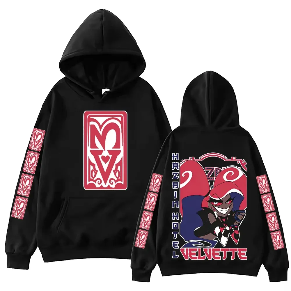 Hazbin Hotel Velvette Graphic Design Hoodie Man Woman Harajuku Long Sleeve Pullover Tops Sweatshirt Gift