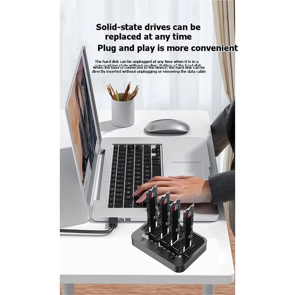 giftnew 4 Bay M.2 SSD Docking Station USB Type‑C 10Gbps NVMe SATA NGFF Dual Protocol for PC Laptop Expansion