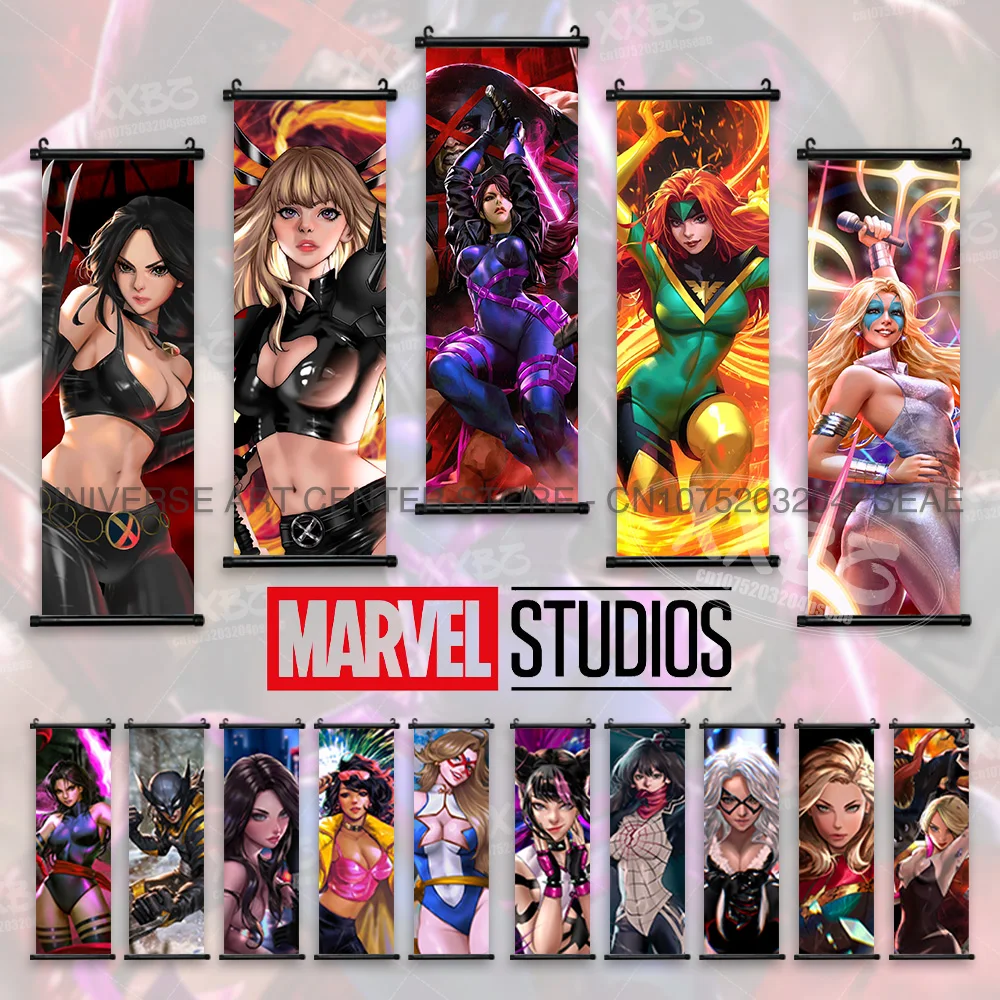 Marvel cartazes anime gato preto decoração de casa bruxa escarlate arte da parede pendurado pintura vingadores ms. marvel lona rolos fotos