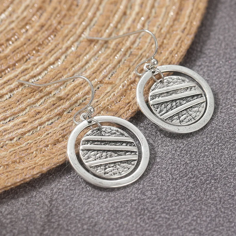 New Simple Ripple Hollow Out Circle Earrings Women's Personalized Creative Metal Daily Earrings DIY Pendant Earrings Jewelry