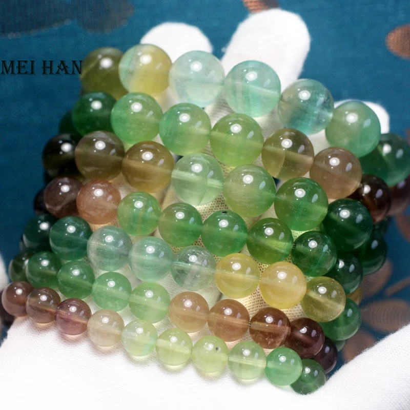 Prestyle Meihan AAA Natural Watermelon Fluorite Smooth Round Loose Beads Bracelet For Jewelry Making Design Gift