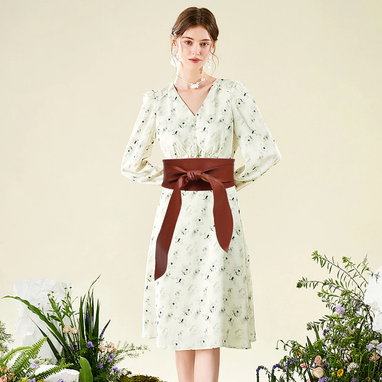 

Wide Waist Belt Soft Faux Elegant Bow Tie Ribbon Long Wrap Belt for Women Dresses Coats Party Outfits Fashion Waist Tie