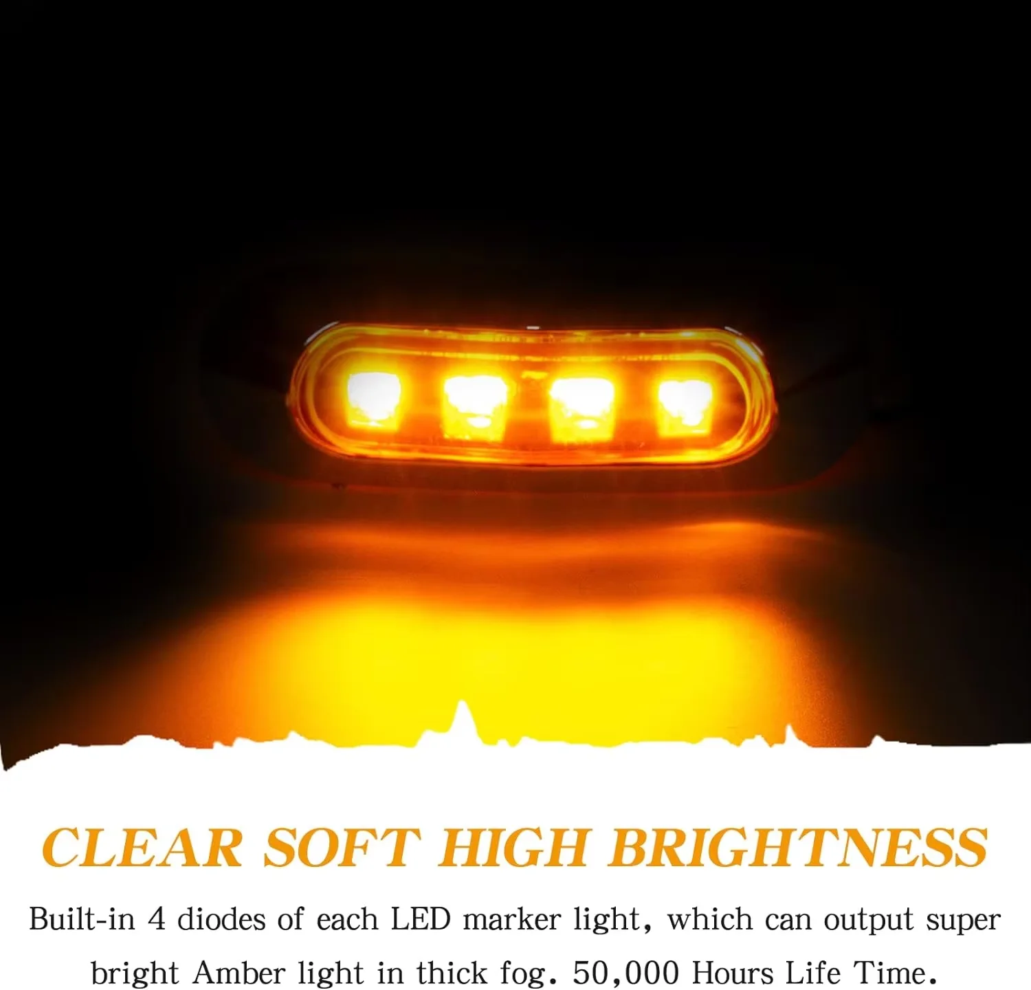 مصباح مؤشر خلوص أمامي وخلفي بيضاوي ، مصابيح علامات جانبية ، ملحقات شاحنة ، مقطورة ، حافلة ، عربة ، قافلة ، 4 ليد ، 12 فولت-24 فولت ، 10