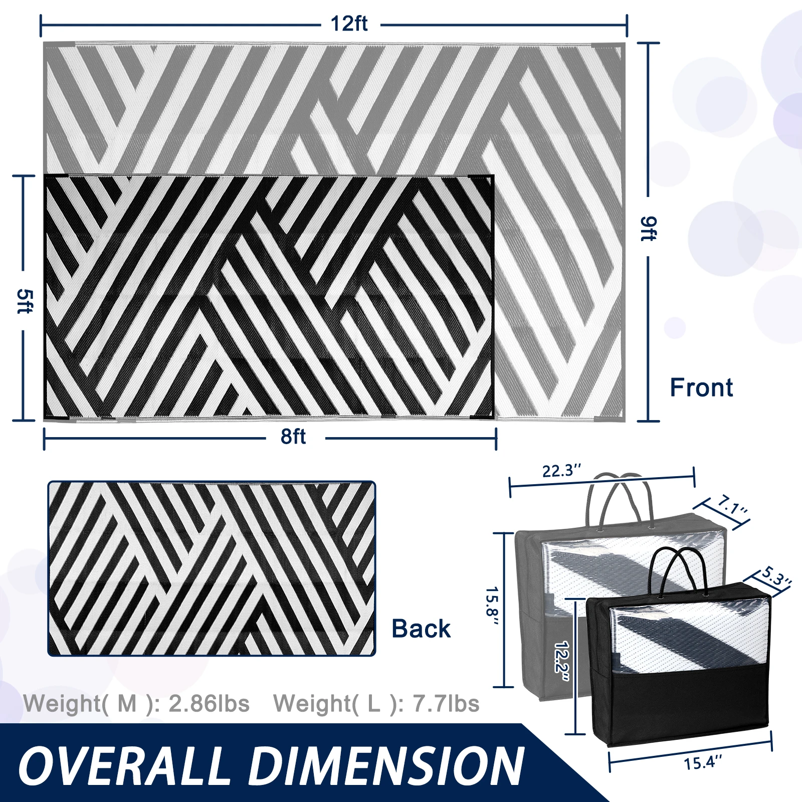 Outdoor Rug for Patio Clearance,Waterproof Mat,Reversible Mats, Plastic Straw Rug, Modern Area Rug for RV, Patio, Backyard