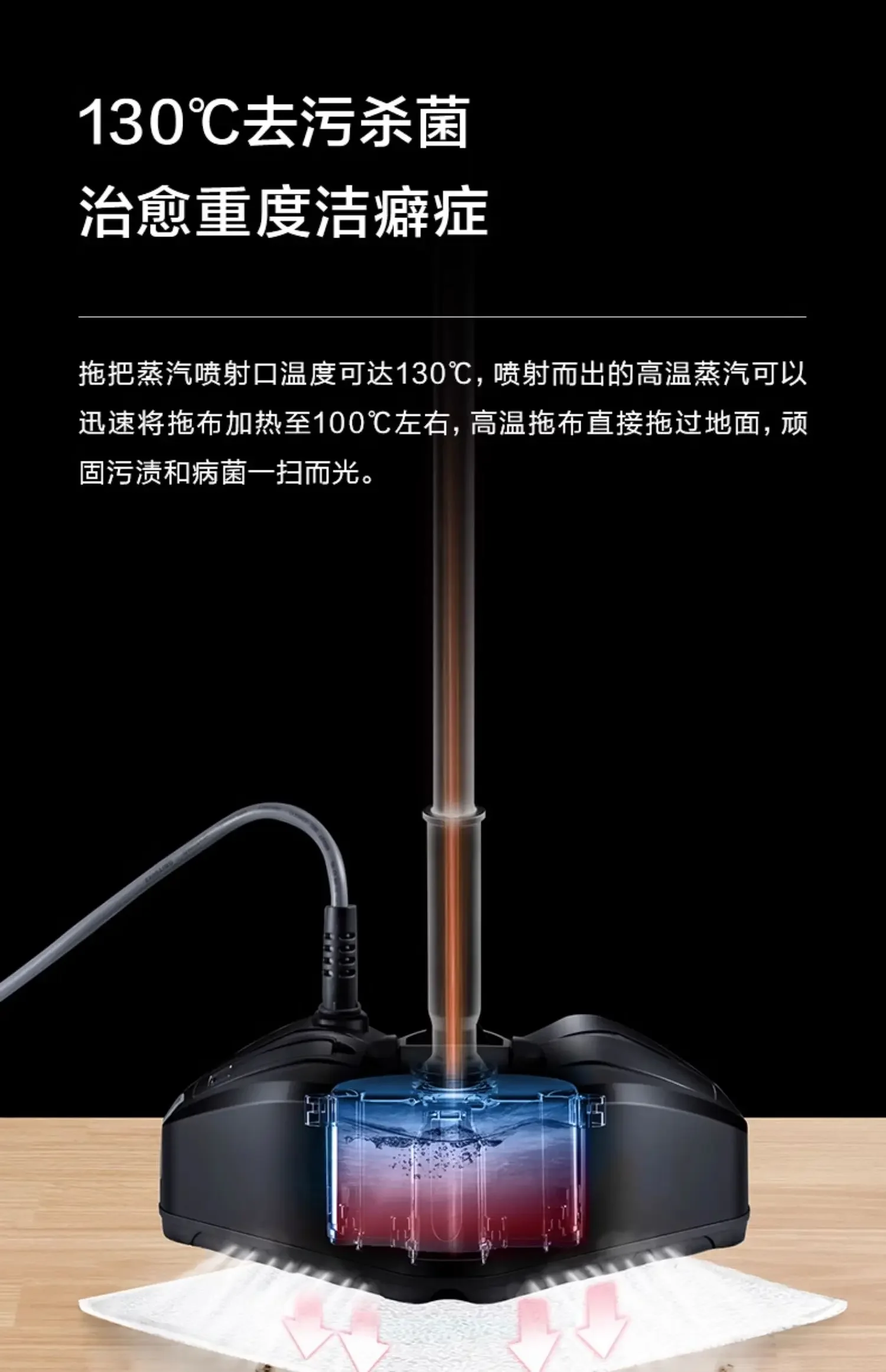 220V Electric Steam Mop for Home Use with High Temperature Disinfection and Mite Removal