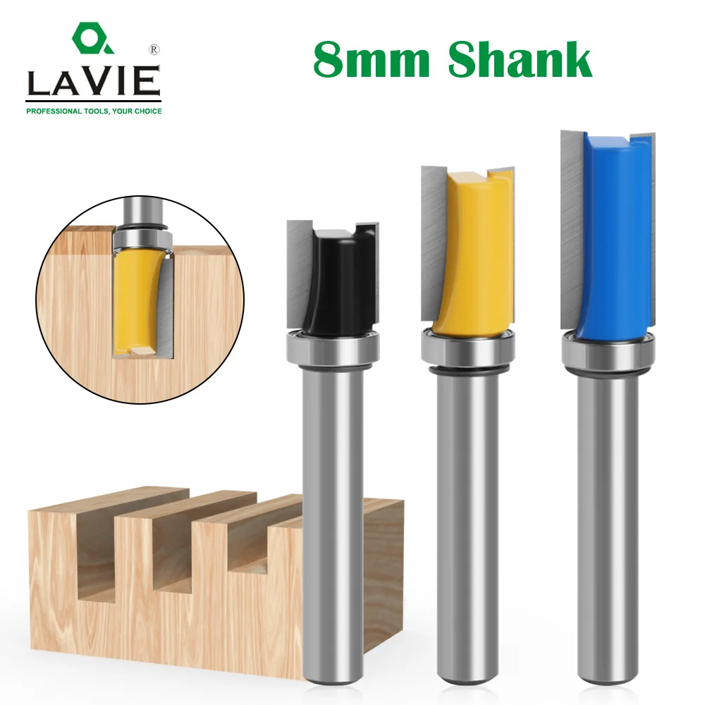 Explosive 8mm Woodworking Trimming Cutter With Bearing Double-Edged Straight Cutter, Efficient And Convenient