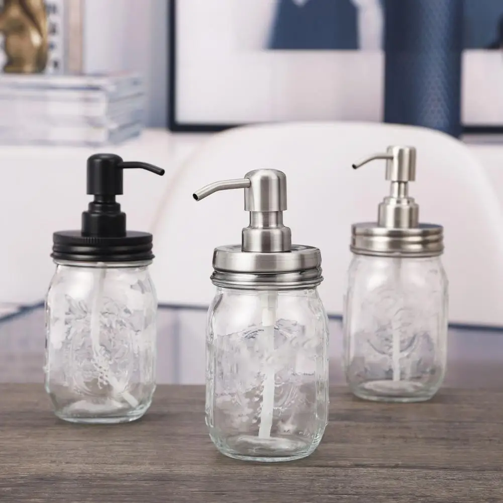 Rust-proof Lotion Bottle Pump Stainless Steel Retro Design Pump Heads Liquid Soap Dispenser Lids for Mason Jars for Home