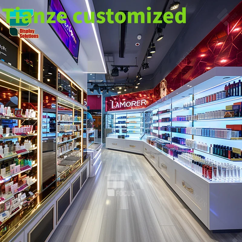 Customized-cosmetic countertop display perfume store display wig station retail beauty showcase shop furniture supply cosmetic