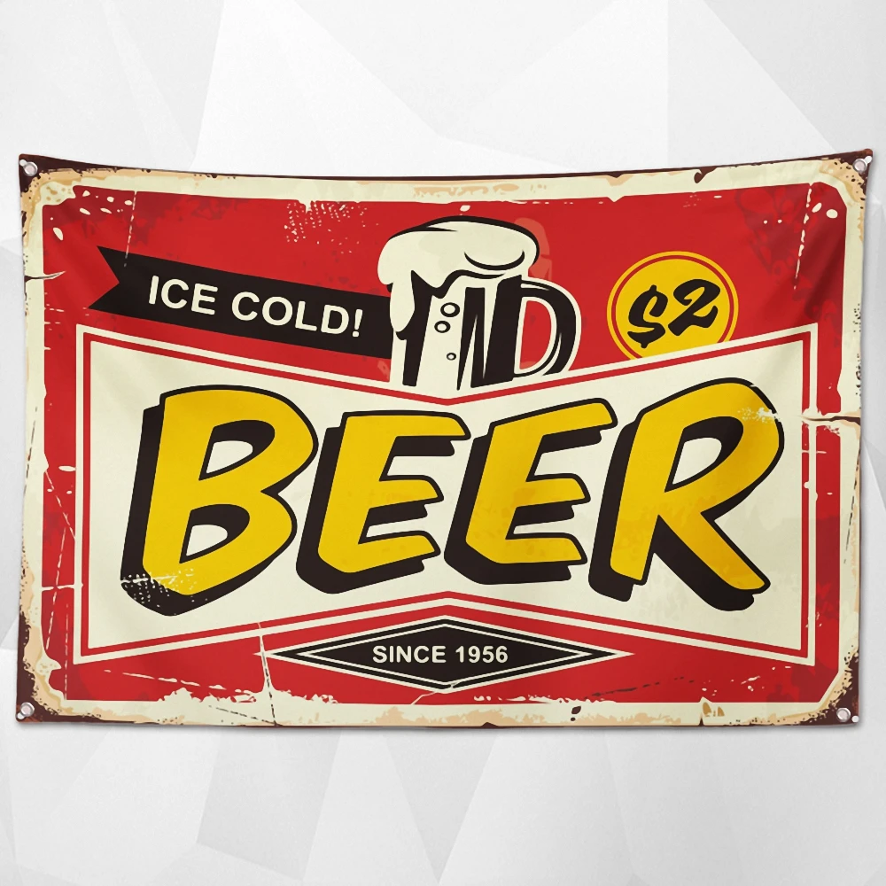 

ICE COLD BEER Posters Prints Canvas Painting Wall Chart Mural Cocktail Party Beer Festival Decorative Banner Wall Hanging Flag