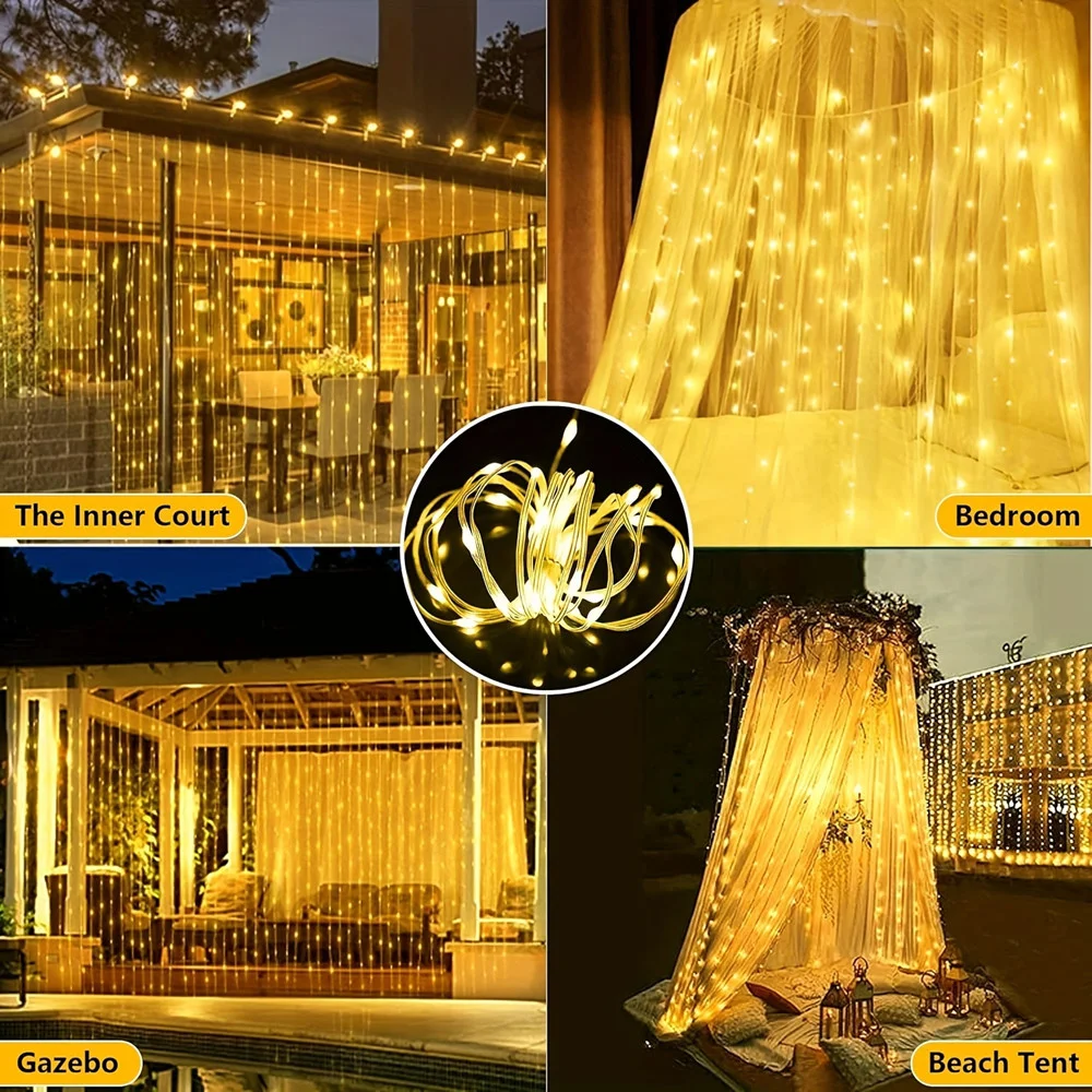 

LED Holiday Lights Garland Fairy Lights 3M/6M Christmas Solar Curtain String Lights Wedding Decor Garden Yard Decoration Outdoor