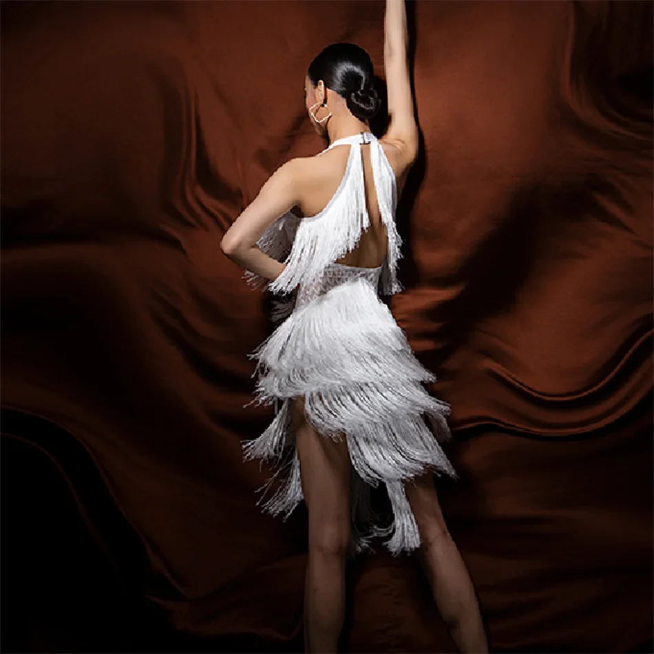 

Fully Tassel Bare Back Female Latin Dance Dress for Women Dresses Competition Ballroom Dancing Costume NY23 W23A205-1