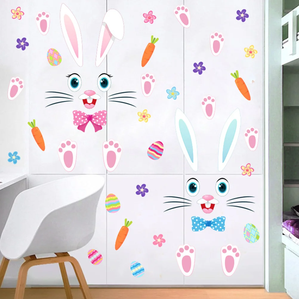 

1Set Easter Wall Decal PVC Adhesive Sticker for Window Door Glass Room Hotel Restaurant Easter Home Decorations Colorful Egg