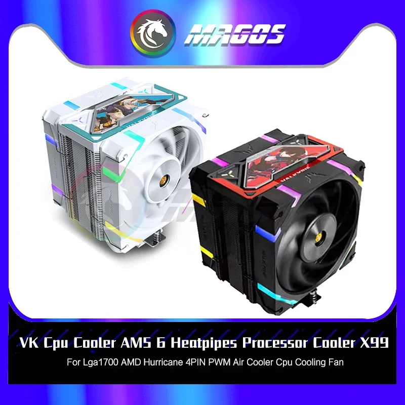 

VK AM5 CPU Cooler AM4 Support Intel LGA 1700 1200 Air Double 120 Fans 80CFM 230W TDP ARGB Fan Cooler