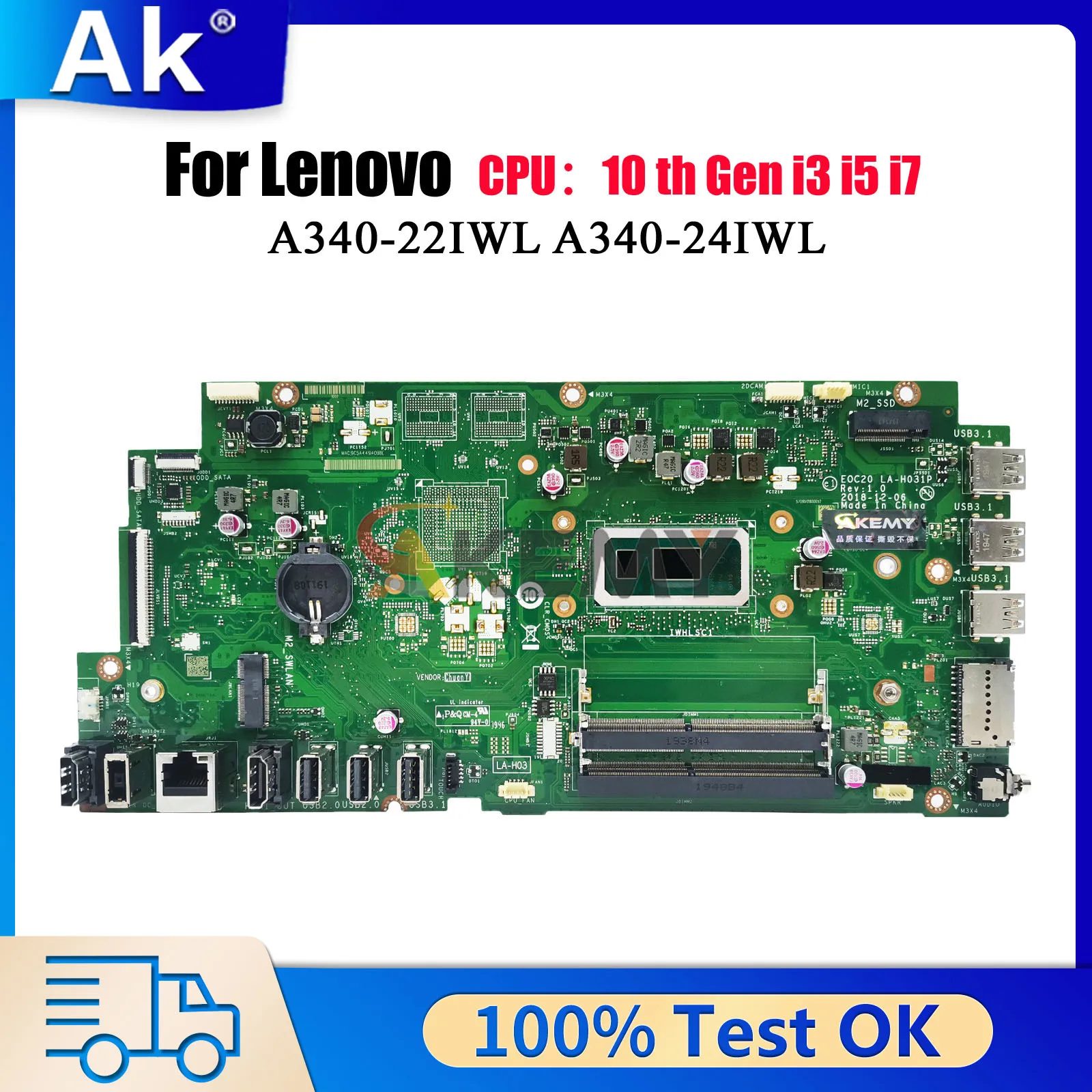 

LA-H031P For Lenovo AIO A340-22IWL 24IWL with i3 i5 8th 10th Gen Motherboard 100% Tested OK