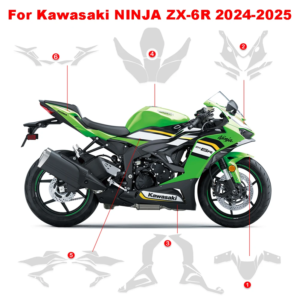 

For Kawasaki NINJA ZX-6R ZX6R ZX 6R 2024-2025 PPF Motorcycle TPU Paint Protection Film Full Body Protection Anti-Scratch Kit