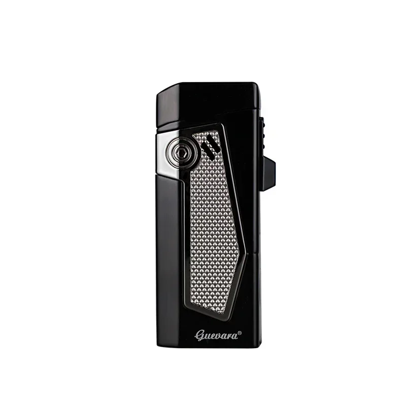 

GUEVARA Windproof Cigar Lighter 4 Jet Flame with Puncher Holder Needle Portable Multifunction Refillable Smoking Accessories