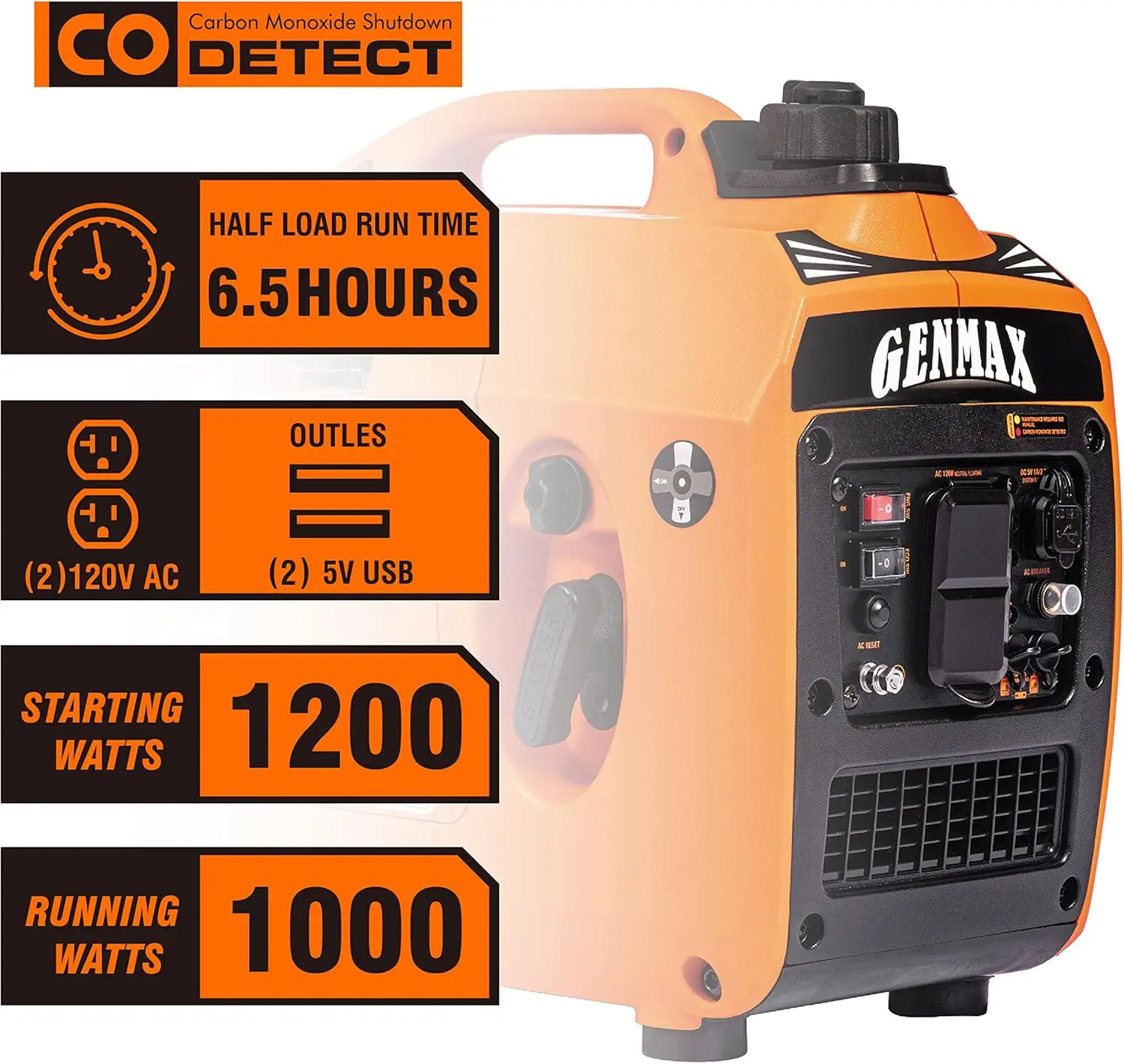 Generator，EPA Compliant, Eco-Mode Feature, Ultra Lightweight for Backup Home Use & Camping