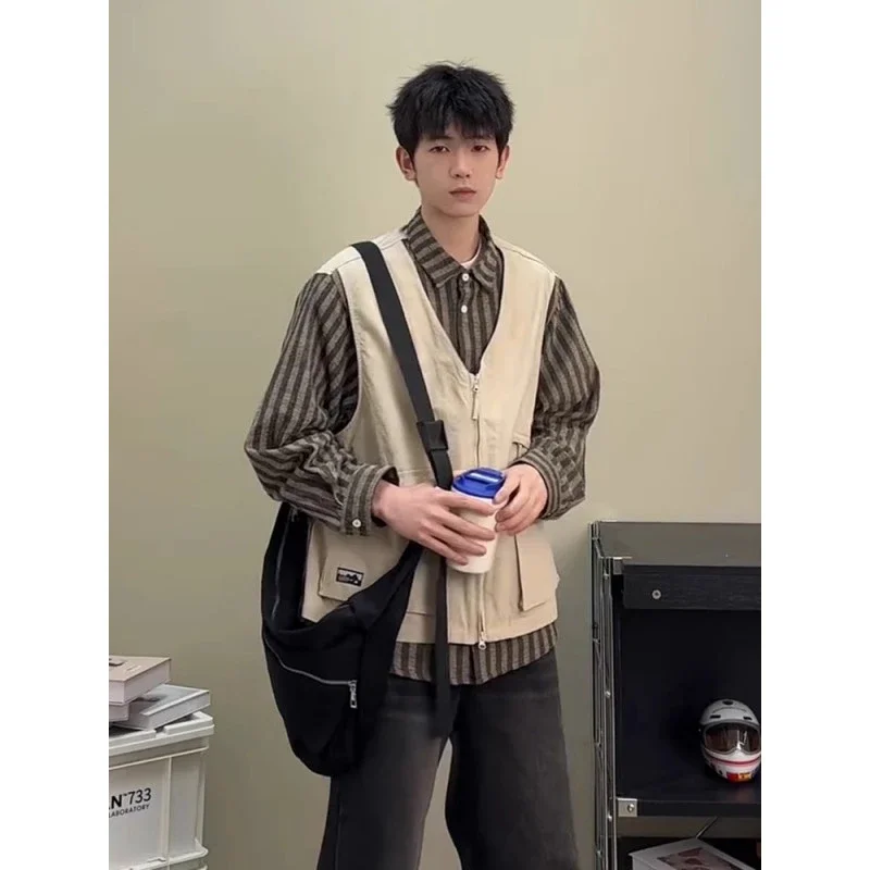 

Поддельная рубашка из двух частей с длинными рукавами, мужская осенняя повседневная трендовая рабочая рубашка в стиле ретро