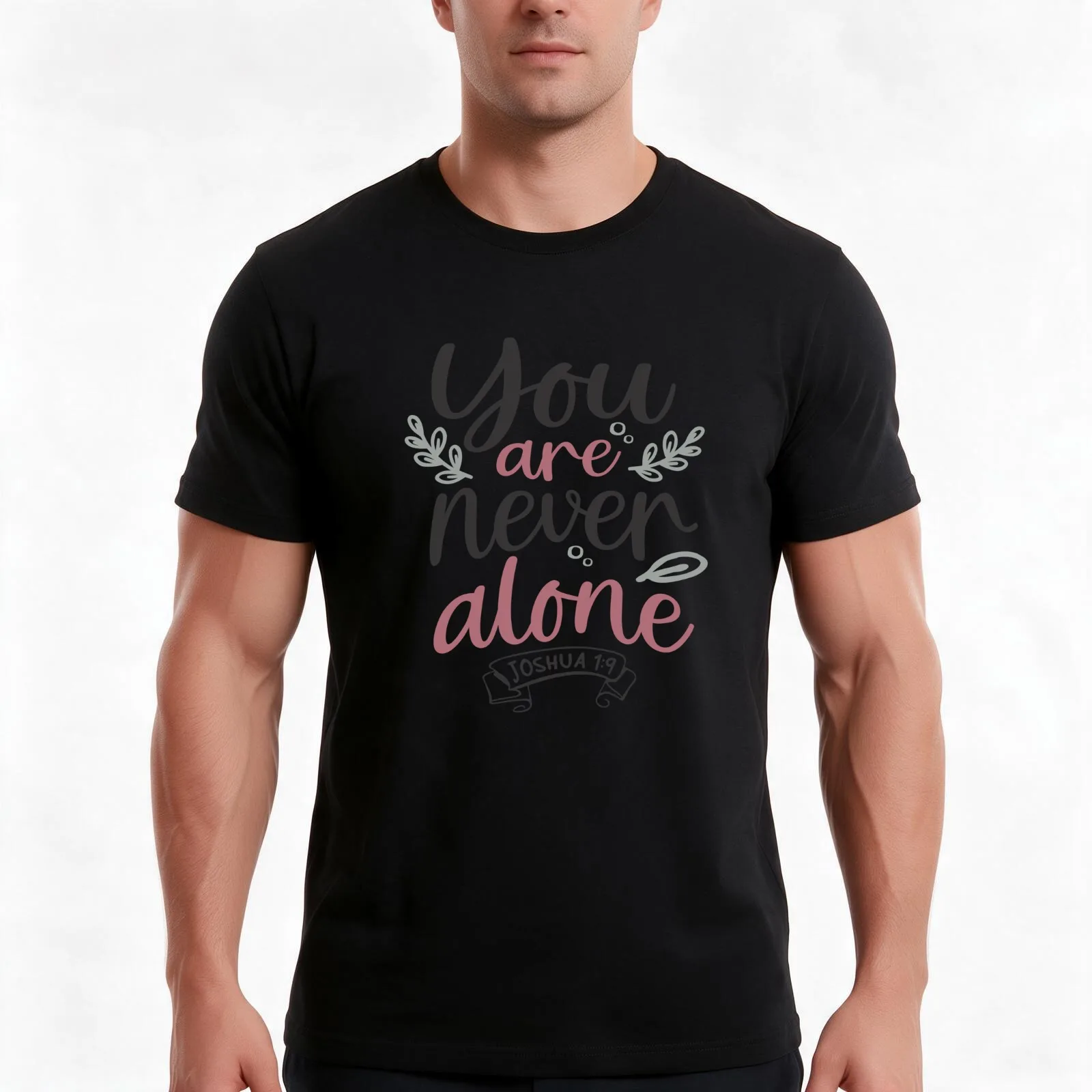 Divine Assurance - Joshua 1:9 Christian Design T-Shirt, Summer Casual Cotton Tee, Oversized Streetwear Tops, Unisex Men Women