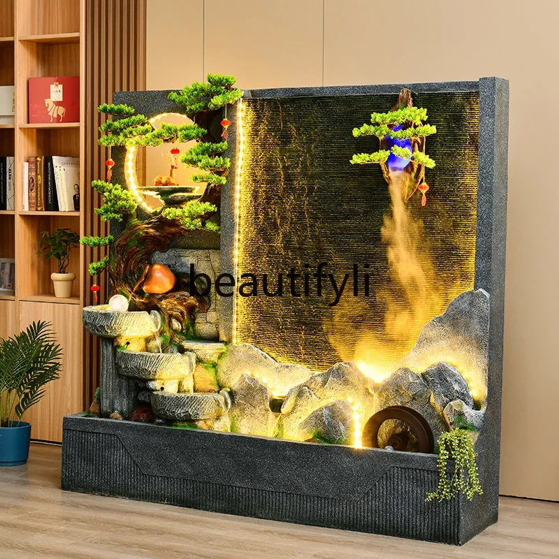 

A48 Water curtain wall running water screen, new Chinese style, water feature fountain rockery decorative landscape ornament