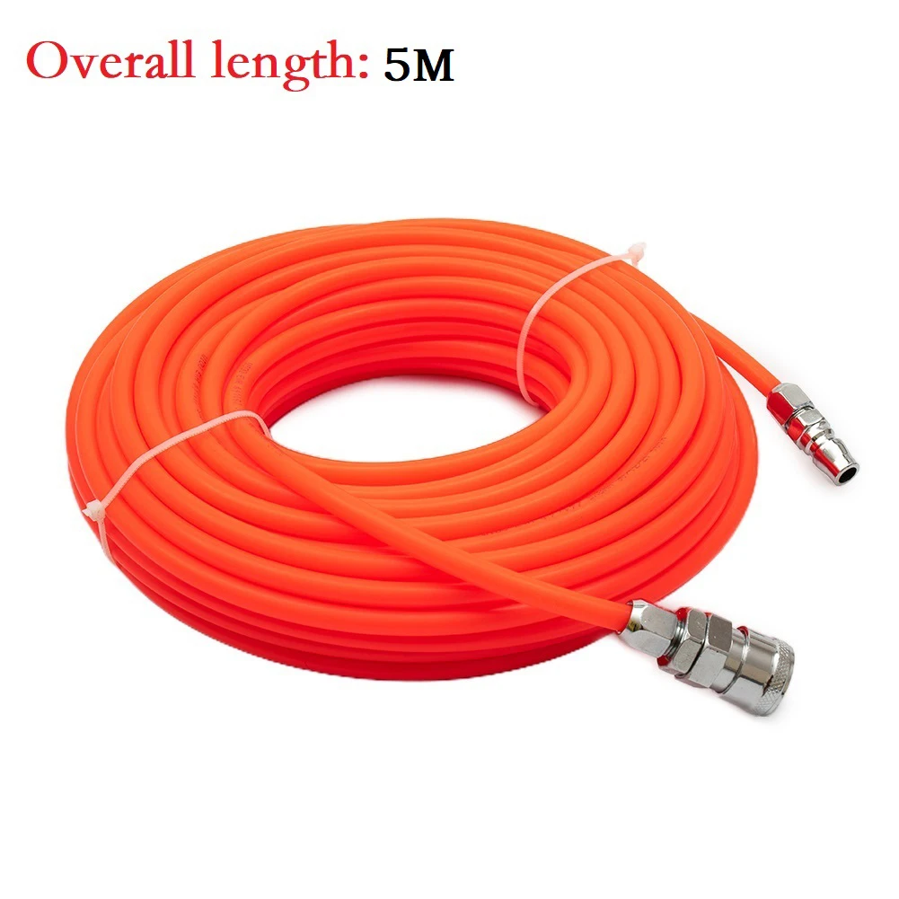 

1Pc 5 Meters Pneumatic Straight Pipe Air Compressor Pump Hose With Quick Connector Multimeter Garden Tools