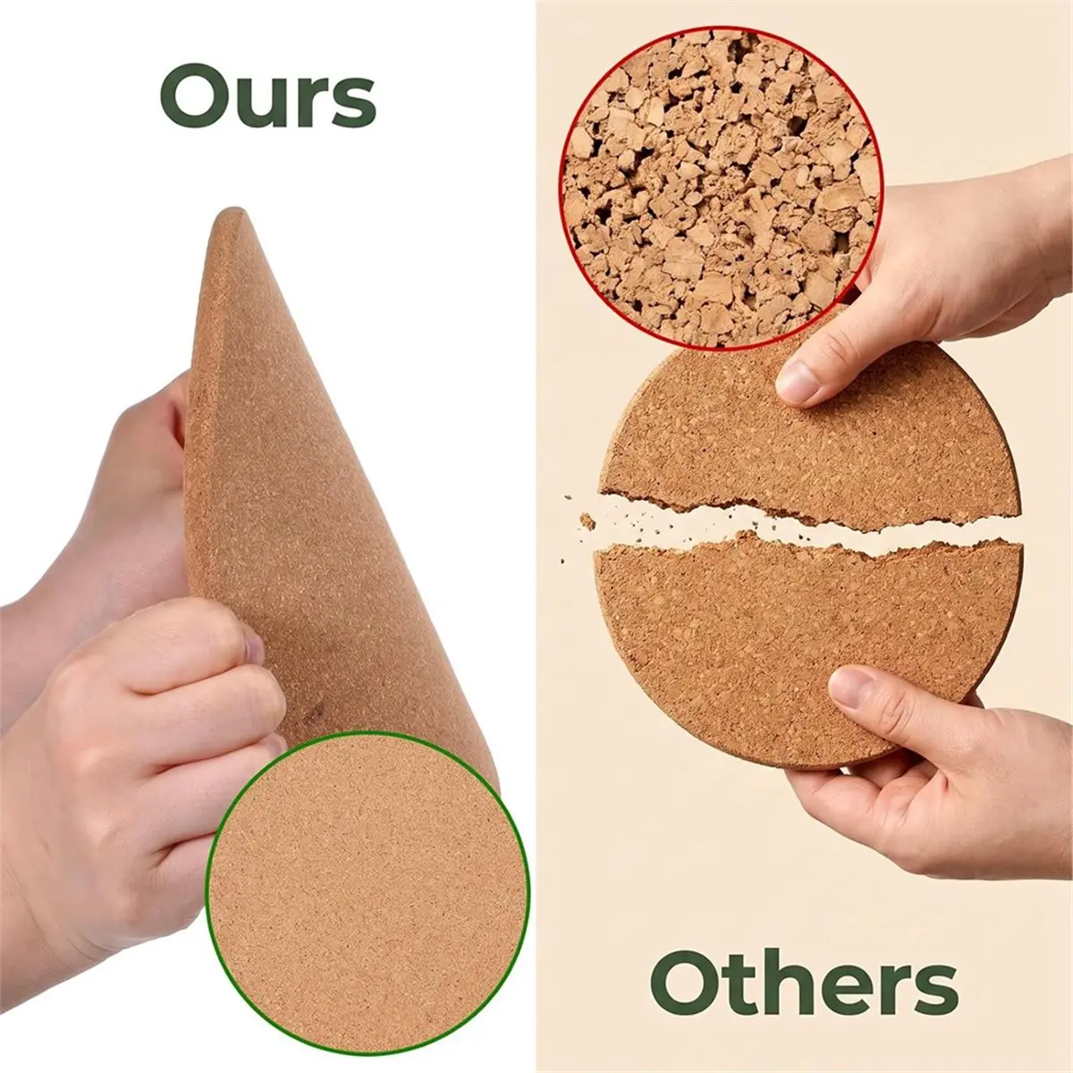 10PCS Cork Trivets for Hot Dishes, Pots and Pans, Thick Heat-Tolerant Coasters and Placemats