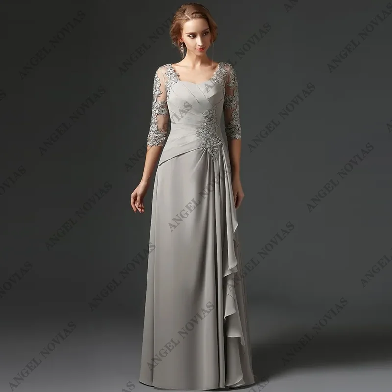 Customized A-line 3/4 Sleeves Plus Size Long Elegant 2024 Mother Of The Bride Dresses Groom Mother Dresses Wedding Party Dress